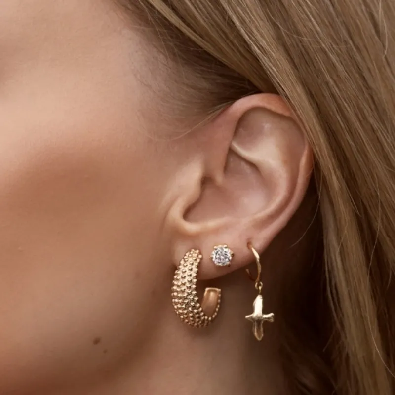 Emma Israelsson Mini Organic Dove M Hoop Silver Ear220