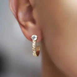 Emma Israelsson Princess Hoops Stone Guld ear158