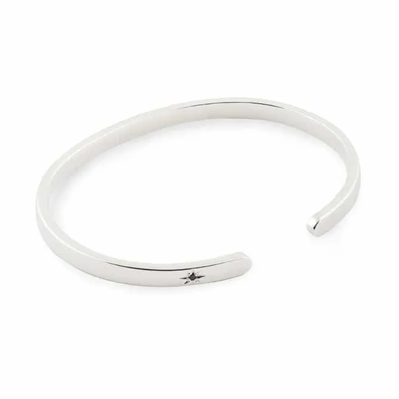 Armband Emma Israelsson Silver Bangle Blk Diamond Brace032