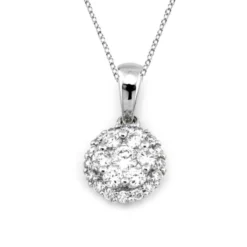Halo Hänge i 18K Vitguld med 0.34ct TW/SI Diamanter – MSG54W