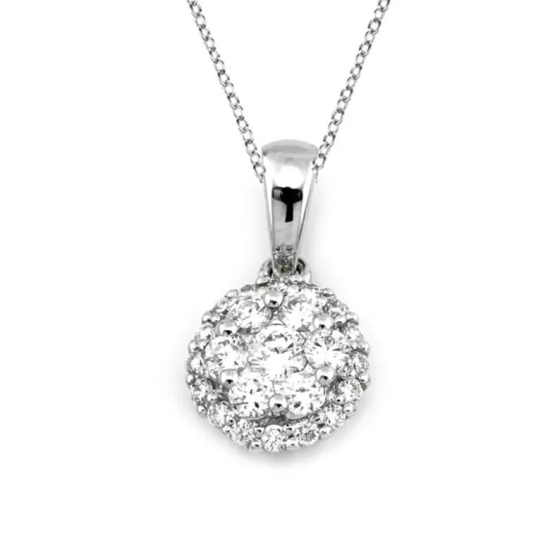 Halo Hänge i 18K Vitguld med 0.34ct TW/SI Diamanter – MSG54W