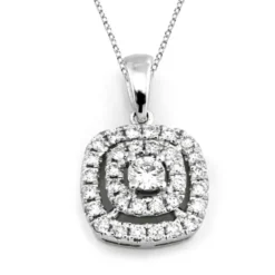 Halo Hänge i 18K Vitguld med 0.26ct TW/SI Diamanter – MSG52W