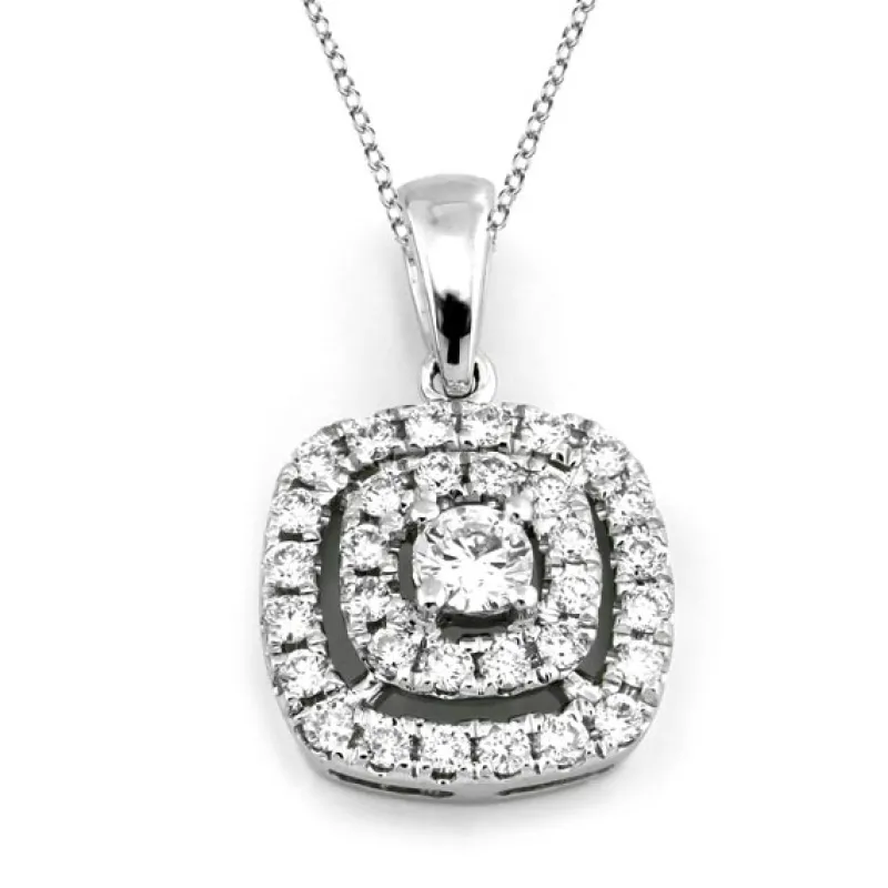 Halo Hänge i 18K Vitguld med 0.26ct TW/SI Diamanter – MSG52W