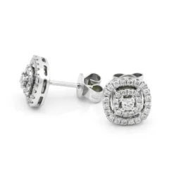 Halo Örhängen i 18K Vitguld med 0.39ct TW/SI Diamanter – MSF04W