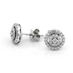 Halo Örhängen i 18K Vitguld med 0.50ct TW/SI Diamanter – MSF03W