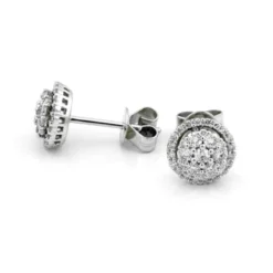 Halo Örhängen i 18K Vitguld med 0.60ct TW/SI Diamanter – MSF02W