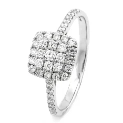 Halo ring i 18K Vitguld med 0.45ct TW/SI Diamanter – MSI04W