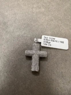 Kors i 18K Vitguld med 0.55ct TW/SI Diamanter – MSG02W