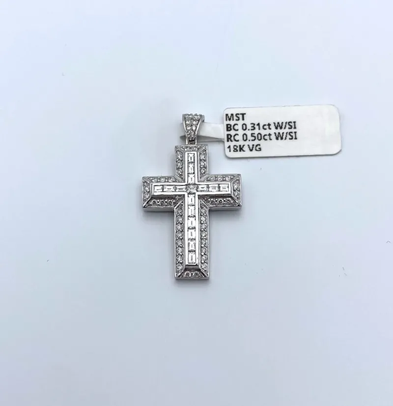 Kors i 18K Vitguld med 0.81ct W/SI Diamanter – MST01
