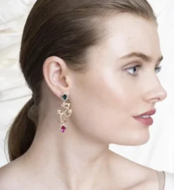 Lily And Rose Camille Örhängen – Emerald Pink (Guld) 65041
