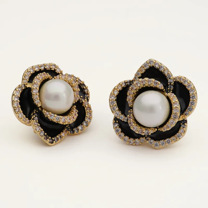 Lily And Rose Coco Rose Örhängen – Jet, ivory pearl – Guld