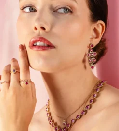 Lily And Rose Miss Ophelia Örhängen Guld – Pink Ruby (62238)