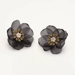 Lily And Rose Organza botanical Örhängen, Black – Guld