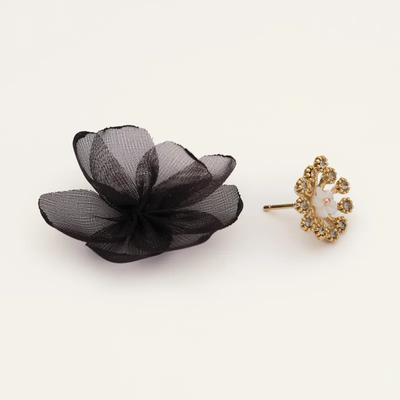Lily And Rose Organza botanical Örhängen, Black – Guld