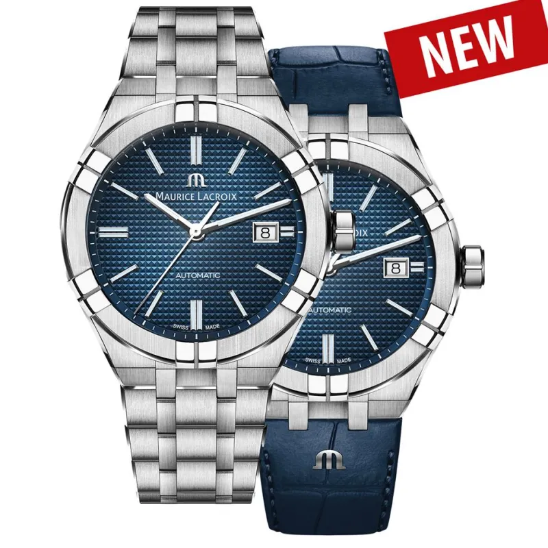 Aikon Maurice Lacroix 42mm + Blå Läderarmband AI6008-SS002-430-2