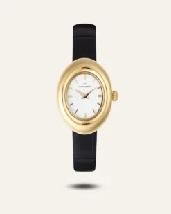 Klockor Mockberg Belle Oval Läder Klocka Guld MB1414