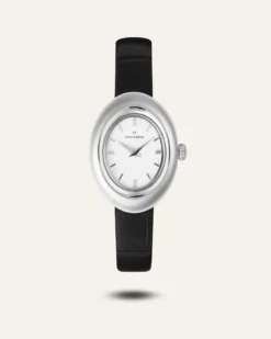 Klockor Mockberg Belle Oval Läder Klocka Silver MB1415