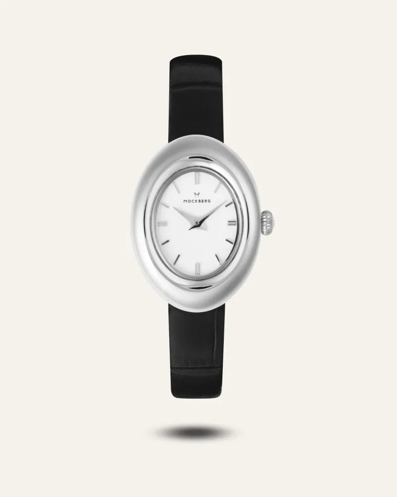 Klockor Mockberg Belle Oval Läder Klocka Silver MB1415