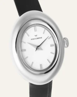 Klockor Mockberg Belle Oval Läder Klocka Silver MB1415