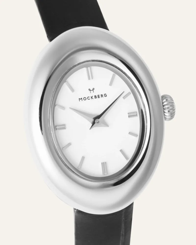 Klockor Mockberg Belle Oval Läder Klocka Silver MB1415