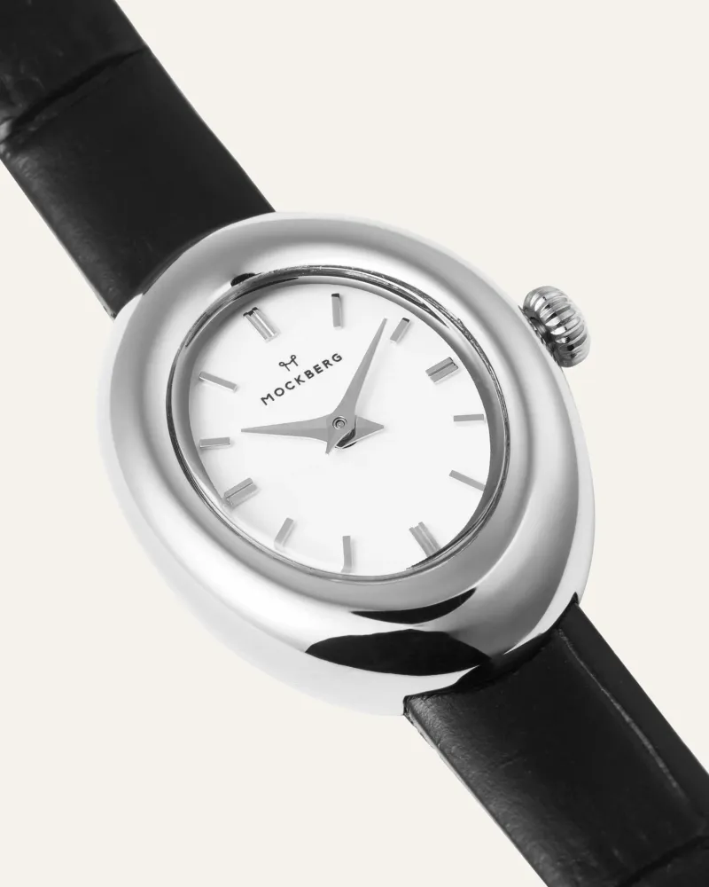 Klockor Mockberg Belle Oval Läder Klocka Silver MB1415