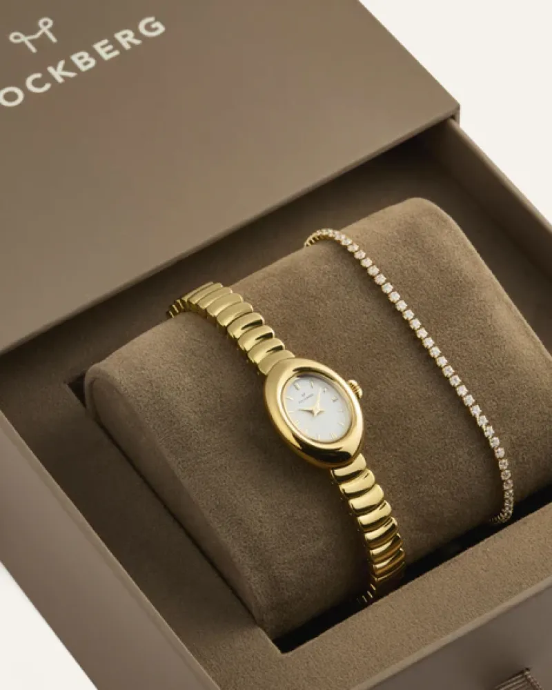 Klockor Mockberg Belle Oval Petite Combo Guld