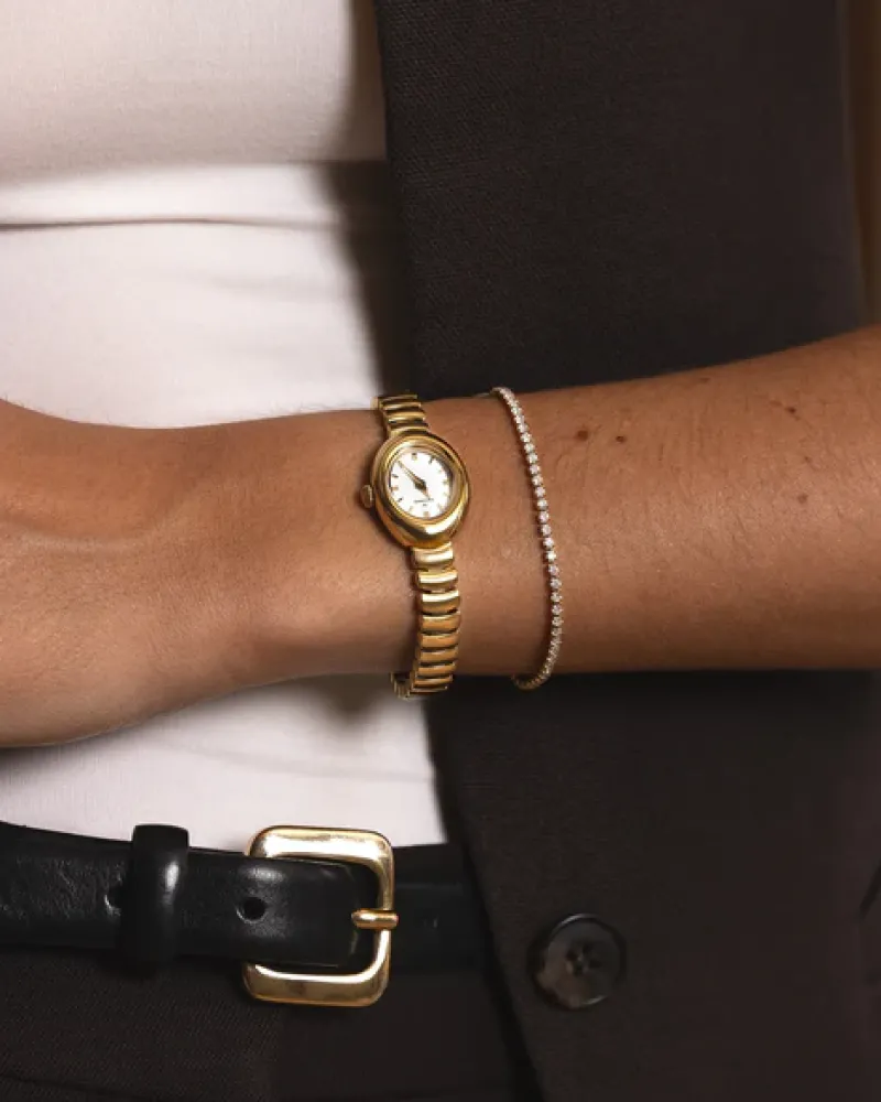 Klockor Mockberg Belle Oval Petite Combo Guld