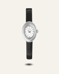 Klockor Mockberg Belle Oval Petite Läder Klocka Silver MB1413