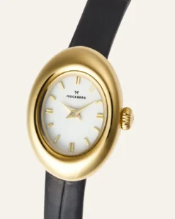 Klockor Mockberg Belle Oval Petite Läder Klocka Guld MB1412