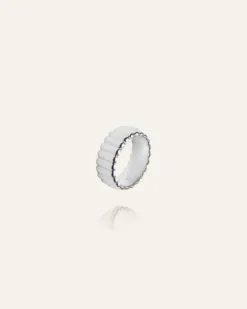 Mockberg Chic Ribbed Ring Silver