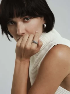Mockberg Chic Ribbed Ring Silver