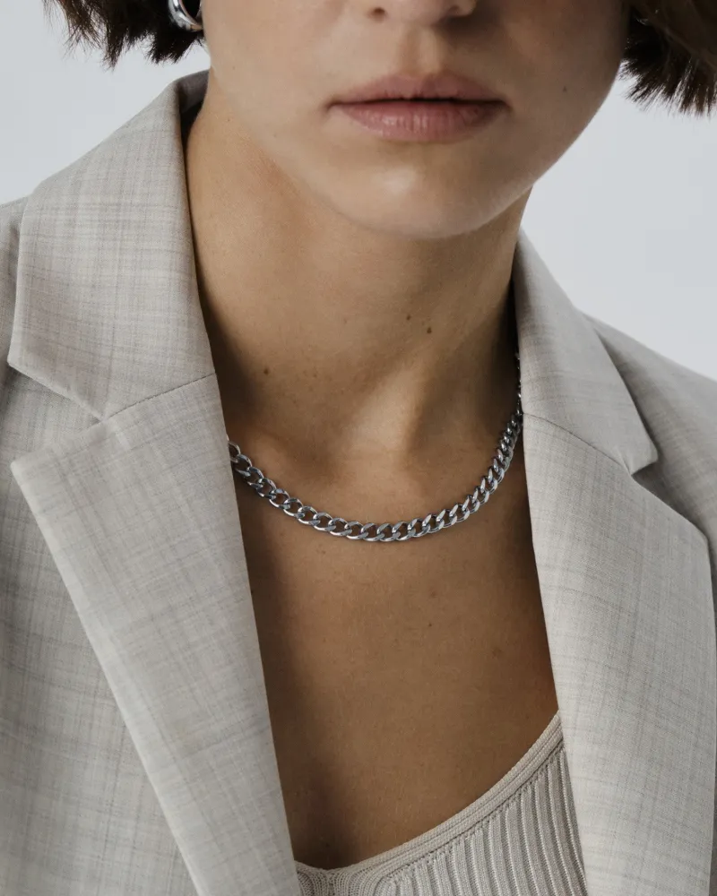 Halsband Mockberg Curb Kedje Silver