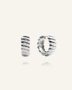 Mockberg Curved Ribbed Örhängen Silver