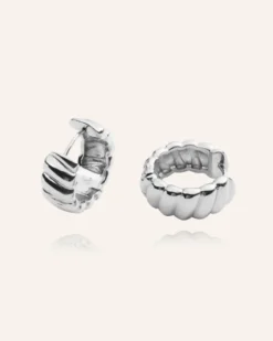 Mockberg Curved Ribbed Örhängen Silver