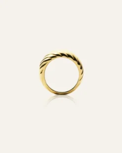 Mockberg Curved Ribbed Ring Guld