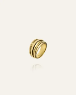Mockberg Deco Ribbed Ring Guld