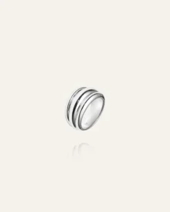 Mockberg Deco Ribbed Ring Silver