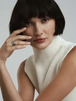 Mockberg Deco Ribbed Ring Silver