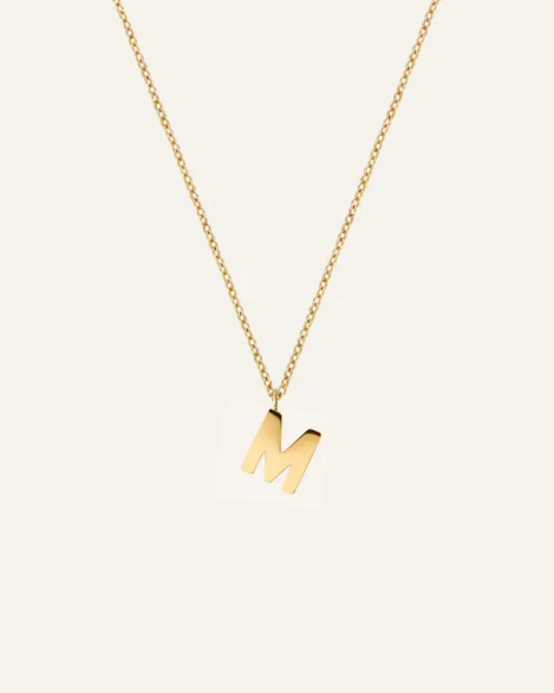 Halsband Mockberg Petite Plain Bokstav Guld