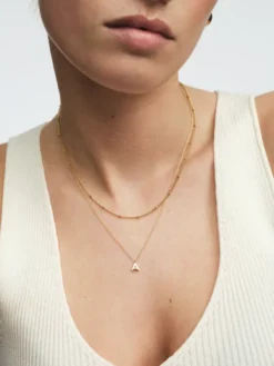 Halsband Mockberg Petite Plain Bokstav Guld