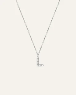 Halsband Mockberg Petite Stone Bokstav Silver