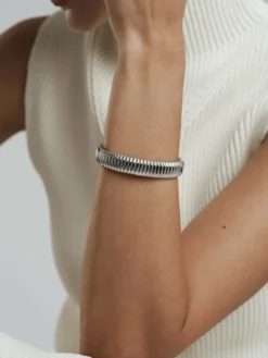 Armband Mockberg Retro Ribbed Bangle Silver