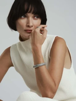 Armband Mockberg Retro Ribbed Bangle Silver