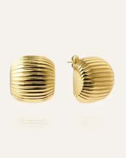 Mockberg Retro Ribbed Örhängen Guld