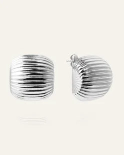 Mockberg Retro Ribbed Örhängen Silver