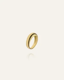 Mockberg Retro Ribbed Ring Guld