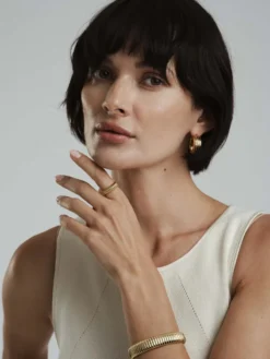 Mockberg Retro Ribbed Ring Guld