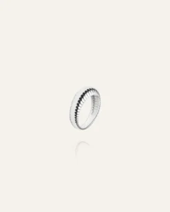 Mockberg Retro Ribbed Ring Silver