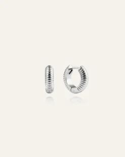 Mockberg Ribbed Örhängen Medium Silver