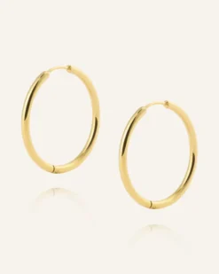 Mockberg Slim Large Hoops Örhängen Guld
